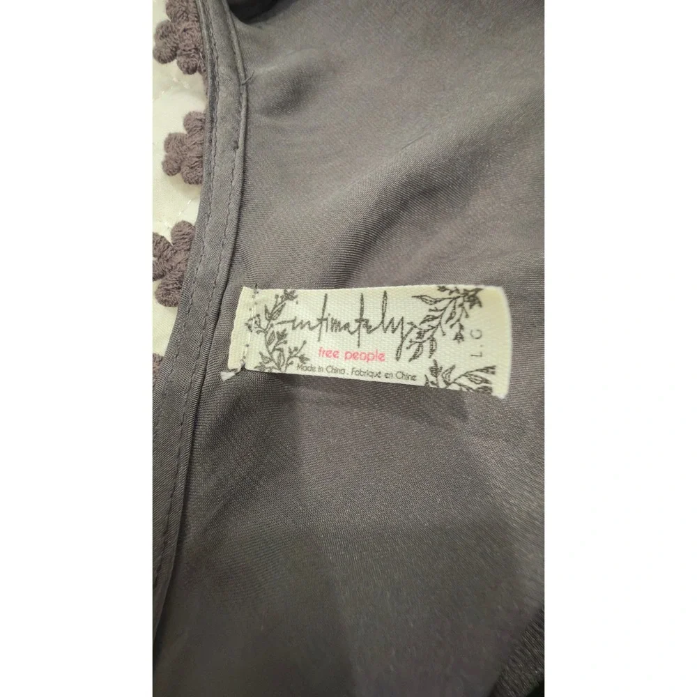 Free People Intimately Grey‎ Halter Maxi Dress Crochet Trim Side Slit L - Picture 3 of 8